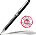 ballpoint pen and national notary association logo